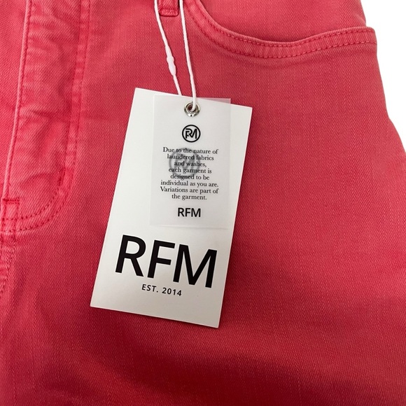 RFM Los Angeles‎ Essential High Waist Raw Hem Denim Shorts Sugar Coral Sz XL NWT - Picture 12 of 13